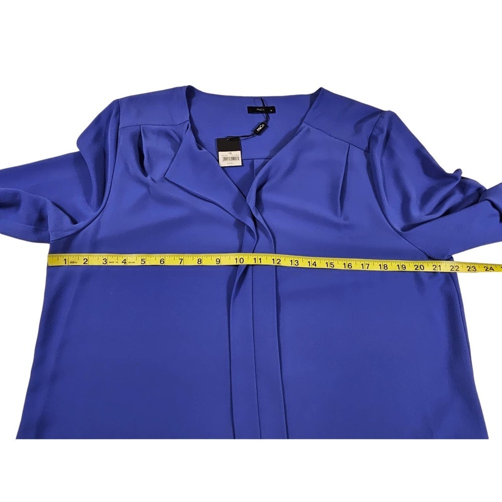 NWT M&Co blueberry blush pleated front blouse tunic roll tab sleeve 16 - Picture 5 of 6